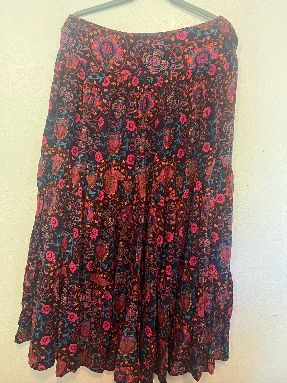 NATURAL LIFE magenta Maxi Skirt/dress with Pink & Blue Floral Print